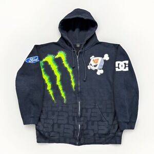 Y2K DC x Monster Energy Ken Block #43 Rally Car  Full Zip Hoodie RARE Sz Large